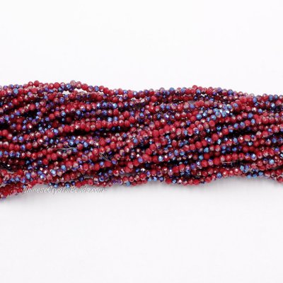 10 strands 2x3mm chinese crystal rondelle beads dark red velvet half blue light about 1700pcs