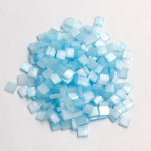 Chinese 5mm Tila Square Bead, med aqua line, about 100Pcs