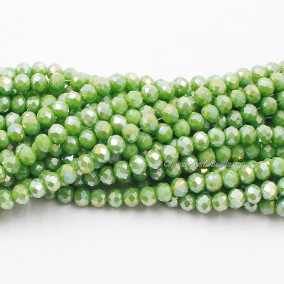 4x6mm Opaque Green light Chinese Crystal Rondelle Beads about 95 beads