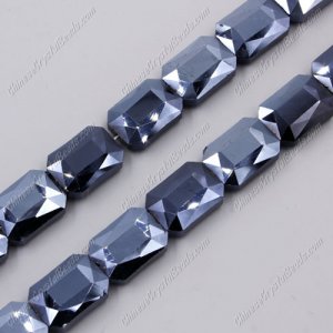 Chinese Crystal Faceted Rectangle Pendant ,gunmetal, 13x18mm, 10 beads