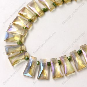 20pcs Faceted Trapezium Crystal Beads, yellow light, hole: 1.5mm