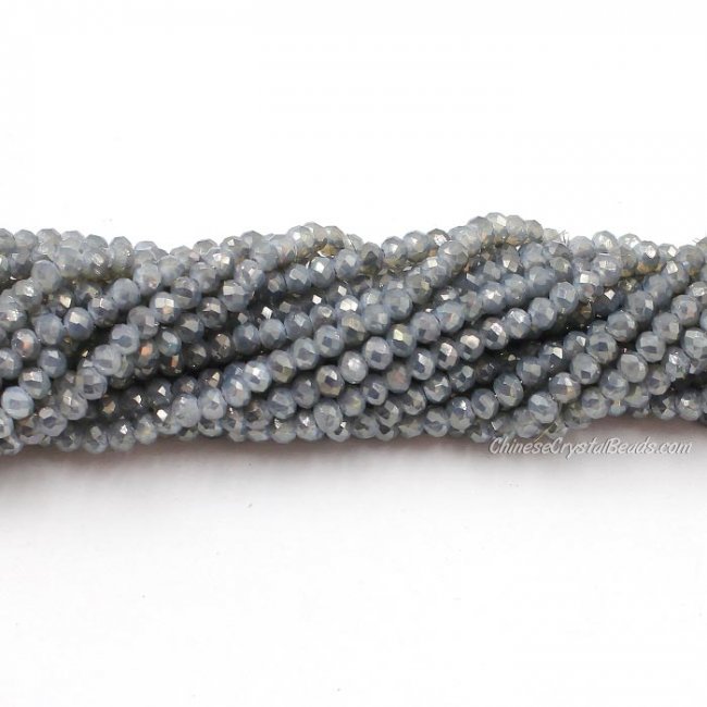 130 beads 3x4mm crystal rondelle beads opal gray light - Click Image to Close