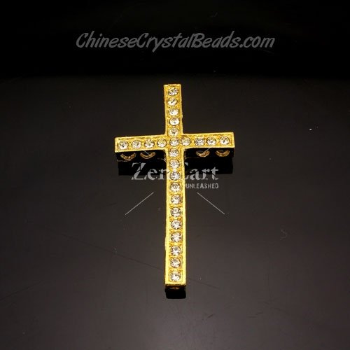 pave alloy cross, gold, 24x48mm, Pave