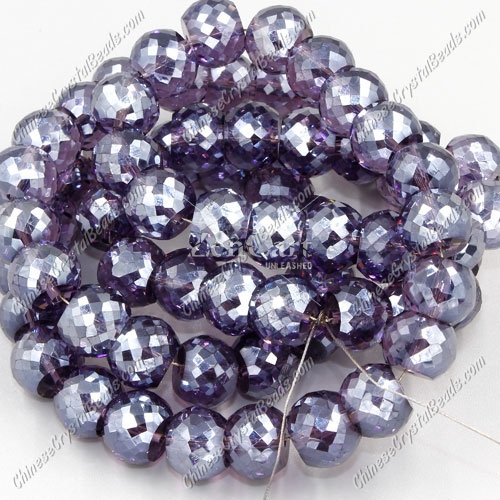 12pcs Rondelle Drum Faceted Crystal Beads,9x12mm, hole:1.5mm, violet satin