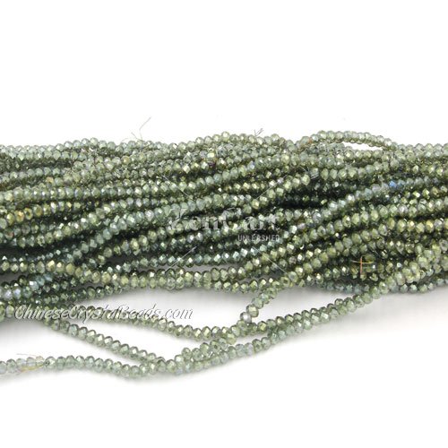 1.7x2.5mm rondelle crystal beads, yellow and green light, 190Pcs