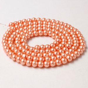 Glass Pearl Beads, Round, rosaline, different size for choice, Hole:Approx 1mm, Length:Approx 32 Inch