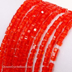 2x2mm cube crytsal beads, red 1, 180pcs