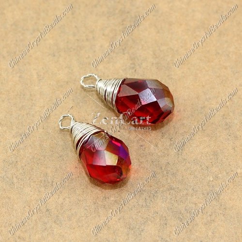 Wire Working Briolette Crystal Beads Pendant, 8x13mm, siam AB, 1 pcs