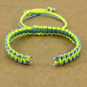 Pave chain, nylon cord, sky blue and neon yellow, wide : 7mm, length:14cm