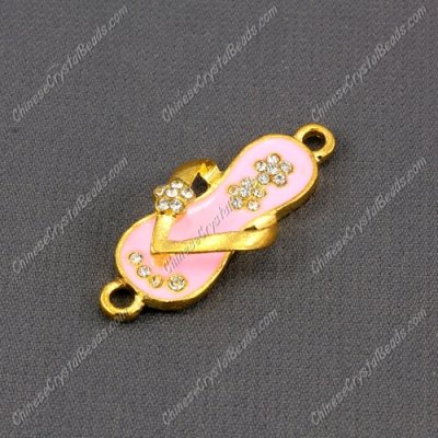 Slippers Pendant Charm, Pink Enamel, gold plated, Findings DIY, 1 piece