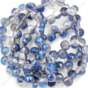 20Pcs chinese crystal round drop beads, 8mm, hole:1.5mm, half blue light
