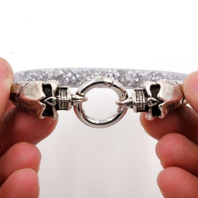 mesh bracelet, antiqued silver plated alloy skull End Cap, gray Mesh Bracelet, Approx. Wide:8mm