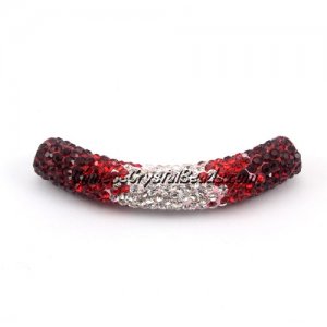 Pave Pipe beads, Pave Curved 52mm Bling Tube Bead, clay, #030