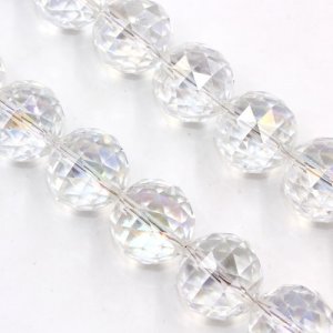 Crystal faceted ball pendant, 20mm, clear AB, 1 piece