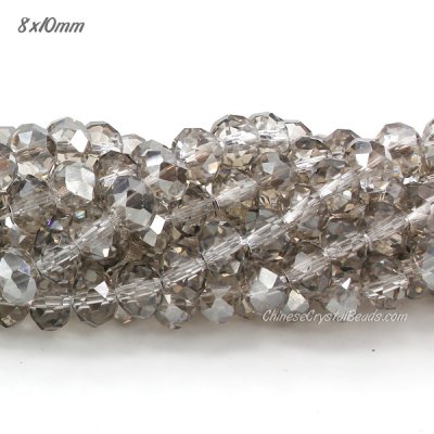 8x10mm Chinese Crystal Rondelle beads Strand, silver shade 70 pieces