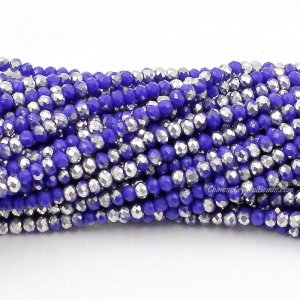 10 strands 2x3mm chinese crystal rondelle beads Opaque Sapphire Half silver about 1700pcs