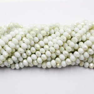 70 pieces 8x10mm Crystal Rondelle Bead,Opaque white half yellow light
