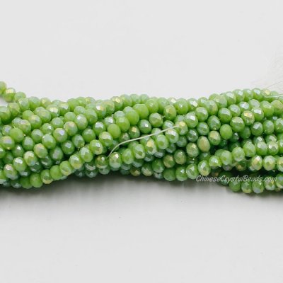 130 beads 3x4mm crystal rondelle beads opaque green B09