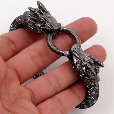Fashion mesh bracelet, gunmetal dragon End Cap, black Mesh Bracelet, Approx. Wide:8mm