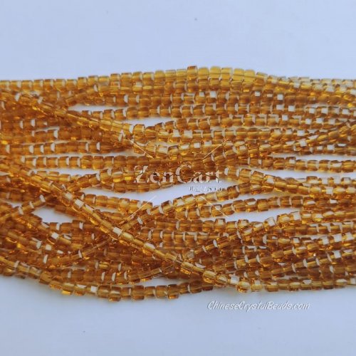 4mm Cube Crystal beads about 95Pcs, amber