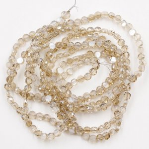 4mm flat round glass crystal beads, silver shadow, about 140-150pcs
