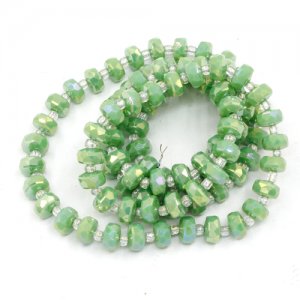 80Pcs 5x8mm angular crystal beads opaque green AB