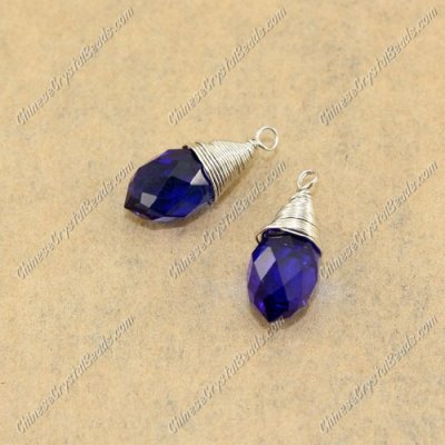 Wire Working Briolette Crystal Beads Pendant, 6x12mm, sapphire, 1 pcs