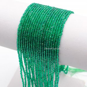 210Pcs 1.5x2mm rondelle crystal beads Emerald with Polyester thread
