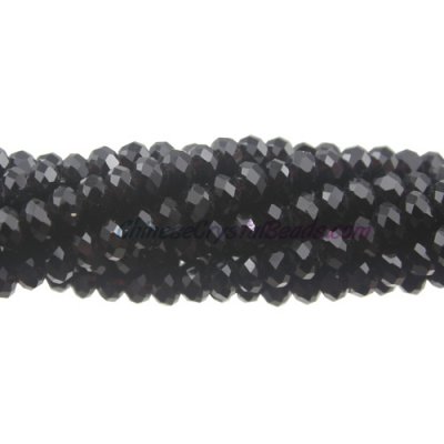 130Pcs 2x3mm Chinese Crystal Rondelle Beads, Black