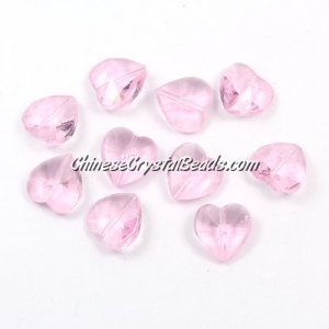 Crystal heart Beads, Pink, 14mm, 10 beads