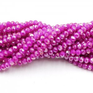 4x6mm Paint Opaque Fuchsia AB Chinese Crystal Rondelle Beads about 95 beads