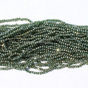 10 strands 2x3mm chinese crystal rondelle beads olive green stain F7 about 1700pcs