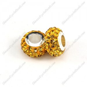 Pave Crystal European Beads, clay base, sun, 7x12mm, hole: 5mm, 9 pieces
