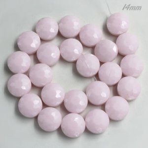 14mm sunflower faceted crystal beads, opaque light pink, 1 Pc