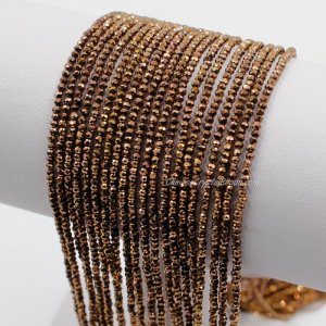 210Pcs 1.5x2mm rondelle crystal beads Copper with Polyester thread
