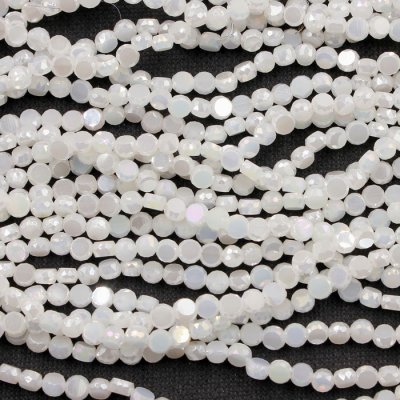 4mm flat round glass crystal beads, white AB, about 140-150pcs
