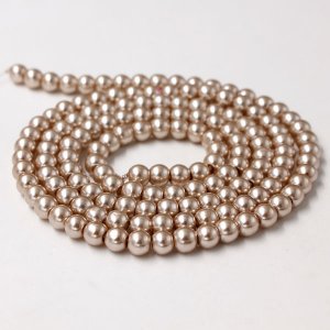 Glass Pearl Beads, Round, Wheat, different size for choice, Hole:Approx 1mm, Length:Approx 32 Inch
