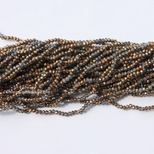10 strands 2x3mm chinese crystal rondelle beads half copper light j04 about 1700pcs
