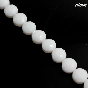 14mm sunflower faceted crystal beads, opaque white, 1 Pc