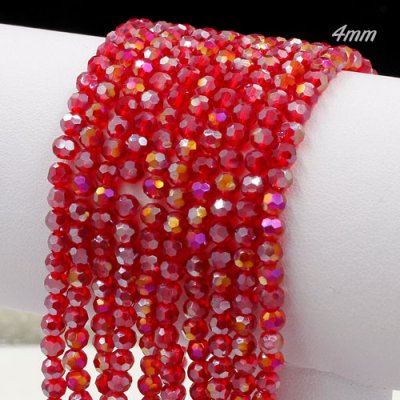 Chinese Crystal 4mm Long Round Bead Strand,siam AB, about 100 beads