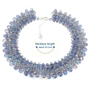 crystal beads Clavicle necklace DIY kits, blue light