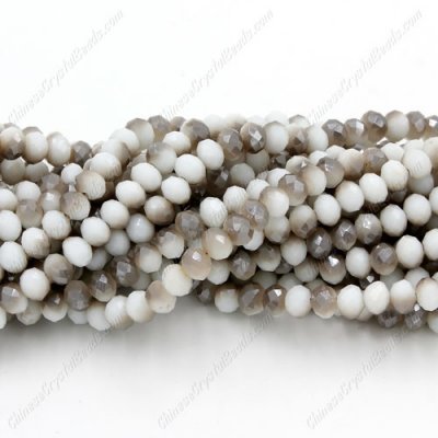 130Pcs 3x4mm Chinese rondelle crystal beads opaque half gray and white