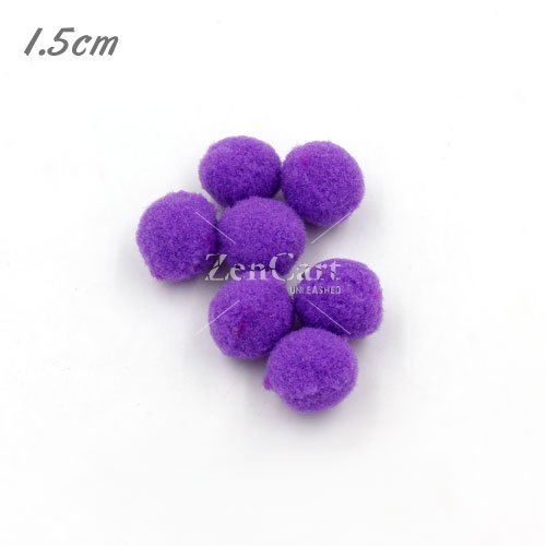 50Pcs 15mm Craft Fluffy Pom Poms Bobble ball, violet 2 color