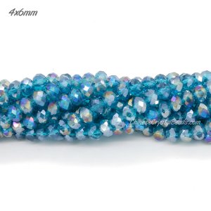 4x6mm capri blue AB Chinese Crystal Rondelle Beads about 95 beads