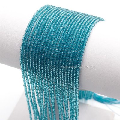 200Pcs 1.5x2mm rondelle crystal beads aqua2 with Polyester thread