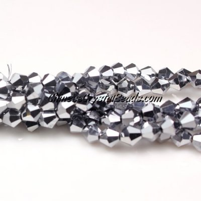 Chinese Crystal Bicone bead strand, 6mm, Silver, about 50 beads