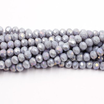 70 pieces 8x10mm Crystal Rondelle Bead,Opaque gray blue light