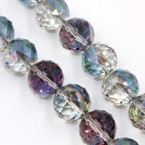 Crystal faceted ball pendant, 20mm, green and purple light, 1 bead