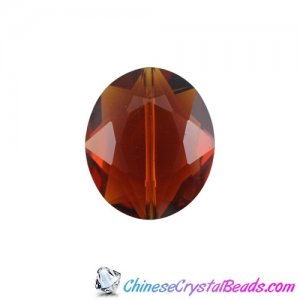 Chinese Crystal Faceted Oval pendant, Smokey Topaz, 20x24mm, 1 Beads