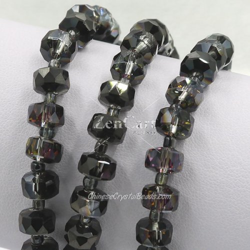 80pcs hematite and purple light 5x8mm angular crystal beads